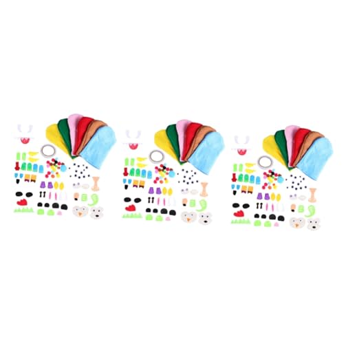 TOYANDONA 3 Sätze Handpuppen-Bausatz wackelnde Augen Kinderanzug Mini-Pompons Spielzeuge Werkzeugkasten Stoff für Handpuppen DIY & Handwerk Puzzle Suite Marionette gefühlt Material von TOYANDONA
