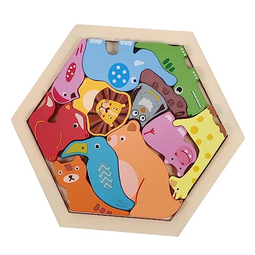 TOYANDONA 3 Sätze Holzblock Kinder rätsel Karikatur Tier-Puzzle-Spielzeug Kinderspielzeug Spielzeug für Kleinkinder Tierspielzeug aus Holz Kinderpuzzle tragbar Blöcke Geburtstagsgeschenk von TOYANDONA