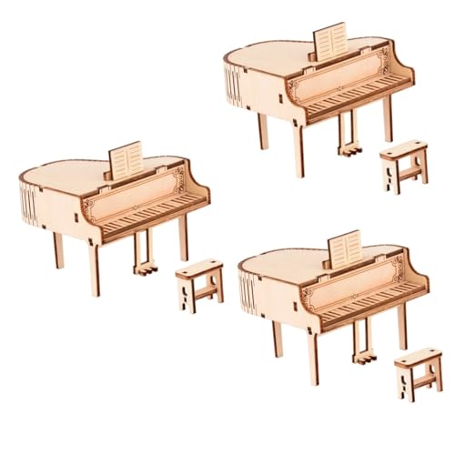 TOYANDONA 3 Sätze Klavier Spieluhr Kinder rätsel Kidcraft-Spielset Spielzeug Kinderklavier Montageklavier aus Holz handgefertigtes Klavierhandwerk dreidimensional Puzzle Musikbox 3D hölzern von TOYANDONA