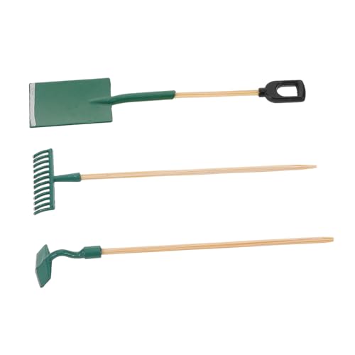TOYANDONA 3 Sätze Maßstab Tragbares Puppenhaus Gartenwerkzeug mit Schaufel Rechen und Hacke Realistische Mini Gartenwerkzeuge für Bonsai Sukkulenten von TOYANDONA