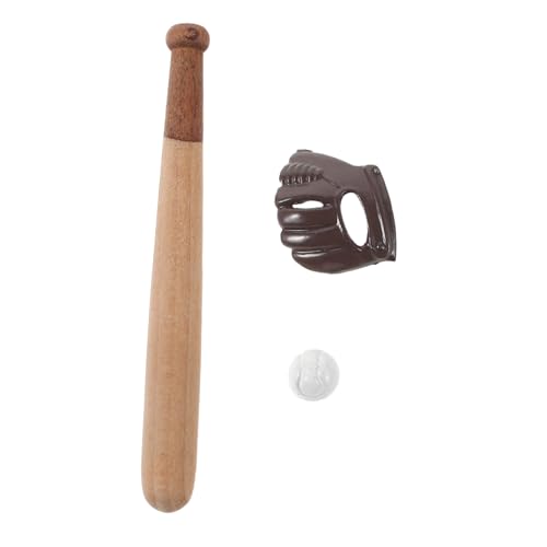 TOYANDONA 3 Sätze Mini Baseballmodell Mini-Baseballschläger zum Basteln Puppenhaus-Baseball Baseballfiguren Puppenhaus-Sportartikel Holz von TOYANDONA