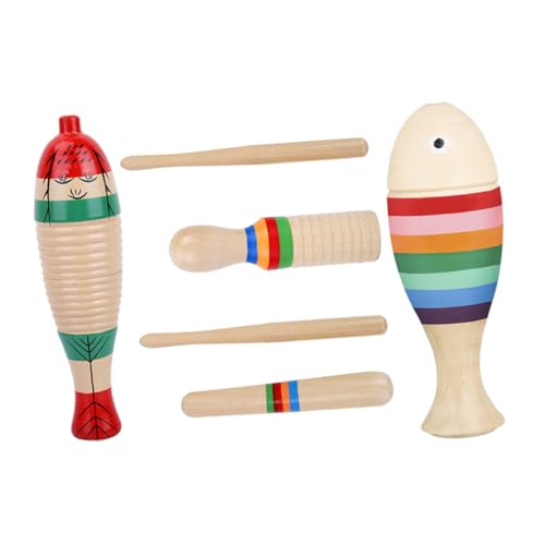TOYANDONA 3 Sätze Musikinstrumentenset Musikinstrumente Bausatz Musical Instruments Music Instruments Guiro-Instrument für Anfänger Fischförmiges Guiro-Schlaginstrument Holz von TOYANDONA