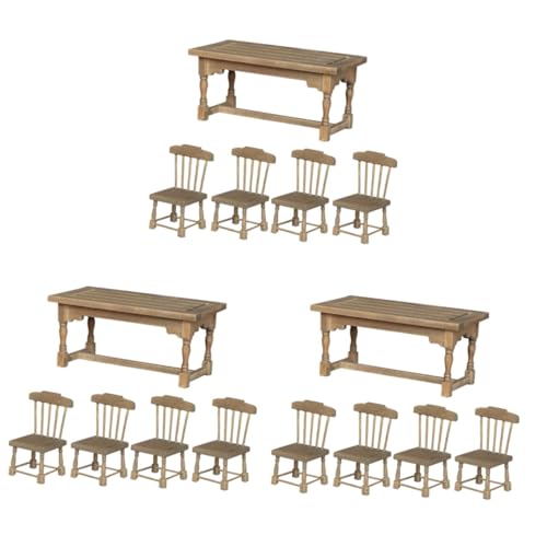 TOYANDONA 3 Sätze Puppenhausmöbel Kinder bastelset basteln für Kinder puppenhausschmuck selber Machen Mini-Esstischstuhl Modelle Mini-Tisch Mini-Hausmöbel Rechteck Ornamente Mini-Stuhl Holz von TOYANDONA