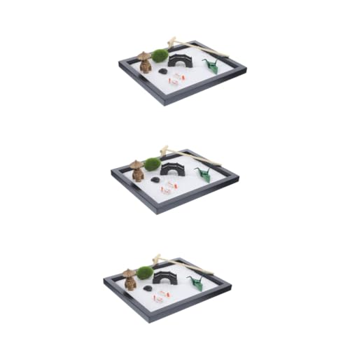 TOYANDONA 3 Sätze Simulations-Sandtisch Zen-Garten für den Schreibtisch Dekoration Bürodekoration meditations Terrarium-Kit Modelle Desktop-Schmuck Tischschmuck Esstisch Dekorationen von TOYANDONA