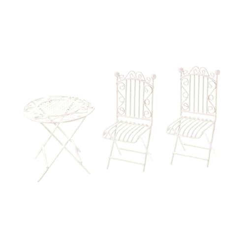 TOYANDONA 3 Sätze Simulationstisch Und Stuhl Mini-bügeleisen Ornament Tischfiguren Aus Eisen Outdoor-tischdekoration 1 Zubehör Im Maßstab 12 Dekorationen Modelle Miniatur Essen Spielen Weiß von TOYANDONA