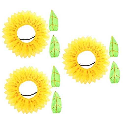 TOYANDONA 3 Sätze Sonnenblumenkopfbedeckung kinder blumenkranz sonnenblumen kopfschmuck Cosplay-Blumenkopfbedeckung Blumenkostüm für Kinder Stirnband Kappen Sonnenblumen-Kopfbedeckung Hut von TOYANDONA