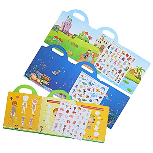TOYANDONA Pädagogisches Szenen-stickerbuch Für Kinder 3 Sets Aufkleber Wiederverwendbare Wandaufkleber von TOYANDONA