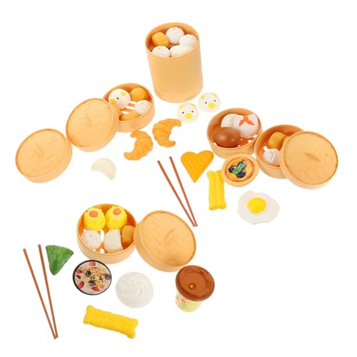 TOYANDONA 3 Sätze Teiliges Küchenspielzeug mit Realistischen Dampfbun Dampfgarer Kreatives Rollenspiel Kochgeschirr Fördert Feinmotorik und Fantasie Geeignet für Spielküche von TOYANDONA