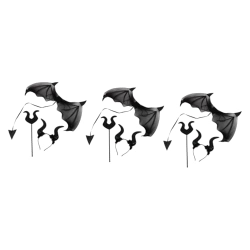 TOYANDONA 3 Sätze Teufelsflügel Cosplay-Kostüme Halloween-Cosplay-Kostüm Haarbänder Haargummis Stirnband Foto-Requisiten Flügelstütze Kleidung Trompete Säule einstellen Zubehör Stoff von TOYANDONA
