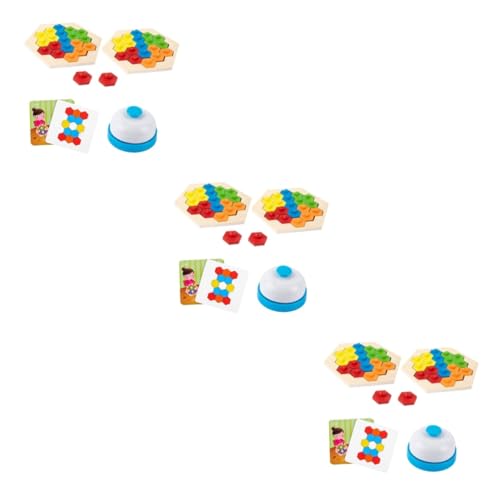 TOYANDONA 3 Sätze Waben-Puzzle-Blöcke Kinderspielzeug passendes Puzzle 3D-Puzzle früh Bausteine Kinder rätsel Holzpuzzle Eltern-Kind-Interaktionsspielzeug Schreibtisch Bienenwabe hölzern von TOYANDONA