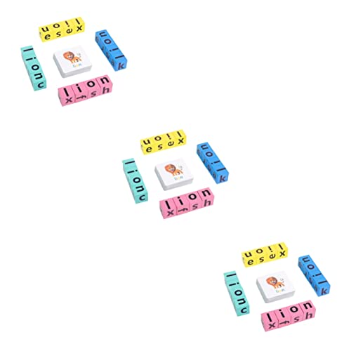 TOYANDONA 3 Sätze Wortbuchstabierspiel Kinder Rätsel Alphabet-Spielzeug Kinderpuzzle Alphabet-Puzzle Kinderrätsel Puzzle Für Kleinkinder Lernspielzeug Hölzern Rotieren Buchstabe Briefkarte von TOYANDONA