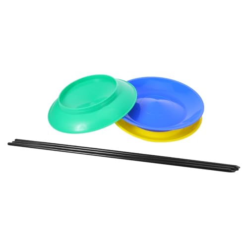 TOYANDONA 3 Satz Teiliges Jonglierteller Set mit Stab Kunststoff Drehbare Scheiben für Balancetricks Handliche Zirkus Requisiten für Training Sensorisches Lernspielzeug Geeignet für von TOYANDONA