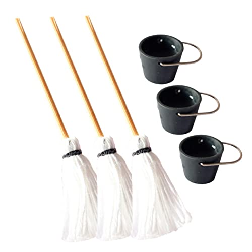 TOYANDONA 3 Sets Eimer Mopp Modell Kleines Kleines Winzige Häuser Eimer Miniatur Mopp Mini Landschaftsbau Mini Mopp Und Eimer Dekoration Für DIY Mini Eimer Miniaturen Eisen von TOYANDONA