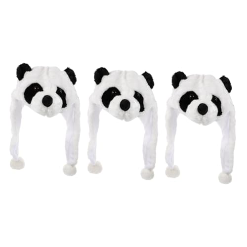TOYANDONA 3 Stk Riesenpanda-kopfbedeckung Tierhüte Mit Ohrenklappen Kopfbedeckung in Panda-form Bezaubernde Kopfbedeckung Interessante Fotorequisite Plüsch-panda-hut Tiara Winter Plüschtier von TOYANDONA