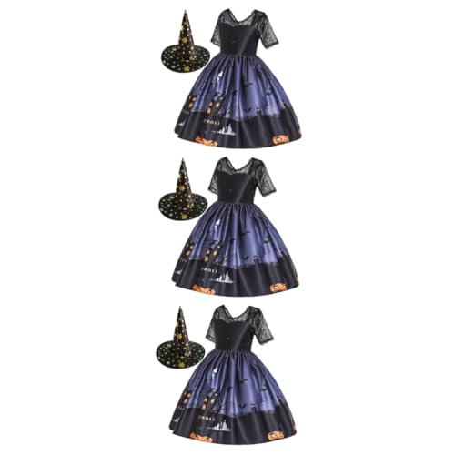 TOYANDONA 3 Stk Kleider für Kleinkinder Hexenkleid für Mädchen Schädel kleine mädchen hüte Tutu-Kleid für Kleinkinder Kinderkleidung Halloween-Hexenkostüm Maskerade-Hexen-Outfit bilden Hut von TOYANDONA