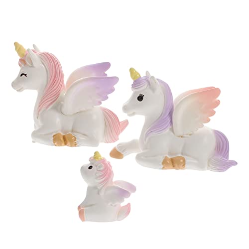 TOYANDONA 3 Stück Einhorn Kuchendekorationsset Niedliche Miniature Figuren Harz für Feenkuchendekorationen Geburtstagsfeiern und Garten von TOYANDONA