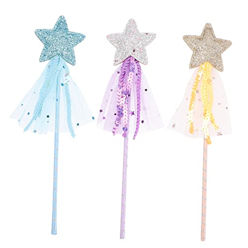 TOYANDONA 3 Stück Glitzernde Feenstäbe für Mädchen Magische Zauberstäbe für Geburtstagsfeiern Kostümpartys Kreative Rollenspiele Blau und Gold von TOYANDONA