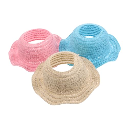 TOYANDONA 3 Stück Handgefertigte Mini Strick Strohhüte für Puppen DIY Strand Stil Atmungsaktive und Anpassbare Kostümaccessoires für Puppen Outfits von TOYANDONA