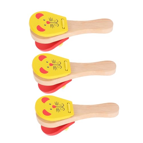 TOYANDONA 3 Stück Holz-kastagnetten mit Maus-Motiv Leichter Percussion-Shaker für Kleinkinder Fördert Hand-Auge-koordination Rhythmische Früherziehung Kindgerechtes Design für Kleine Hände von TOYANDONA