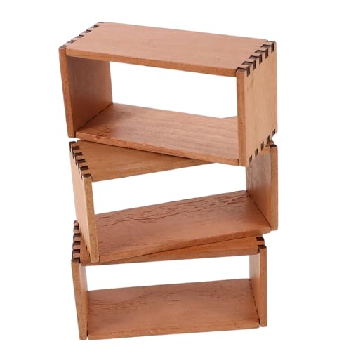 TOYANDONA 3 Stück Maßstab Holz Bücherregal mit Natürlicher Holzoptik DIY Miniatur Möbel für Puppenhaus Eleganter Miniatur Aufbewahrungsschrank für Kreative Bastelprojekte von TOYANDONA