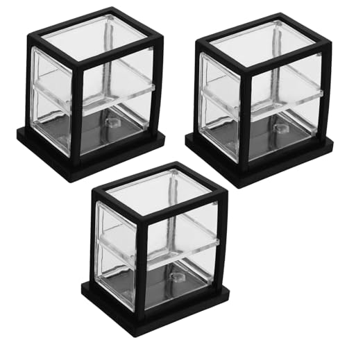 TOYANDONA 3 Stück Puppenhaus-Vitrine Spielzeughaus Teppich Puppenständer Dekoration puppenhauszubehör Schaufenster minikühlschrank Mini-Kuchenvitrine Modell Schiebetürenschrank Acryl Black von TOYANDONA