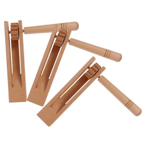 TOYANDONA 3 Stück Resonanzboden Planke Akkordeon Kinderpfeife Blockflöten für Musical Rassel musikinstrumente Musik Instrumente Handratsche Drehkastagnette aus Holz hölzern von TOYANDONA