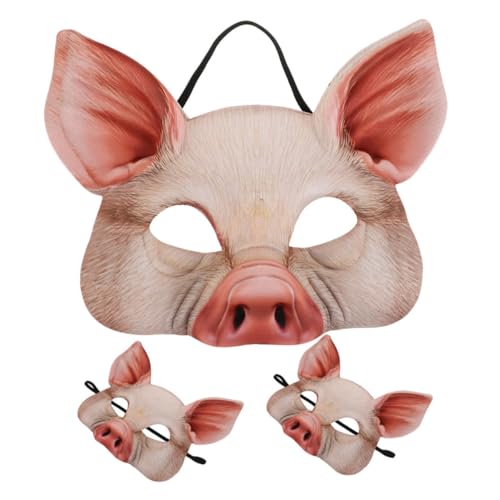 TOYANDONA 3 Stück Scary Half Face Maske für Halloween Tier Masquerade Karneval Kostümpartys Cosplay und Festivals Wiederverwendbar Bequem und Leicht Rosa von TOYANDONA