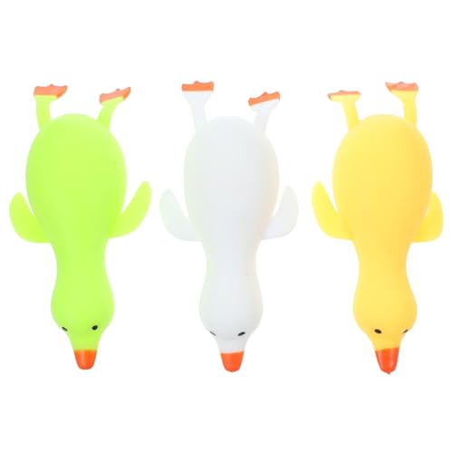 TOYANDONA 3 Stück Squeeze Ente Spielzeug Huhn Zappeln für Stress Angst Reduktion Dehnbare Kinder Spielzeug Ostern Korb Füller Party Bevorzugt Zufällige Farbe von TOYANDONA