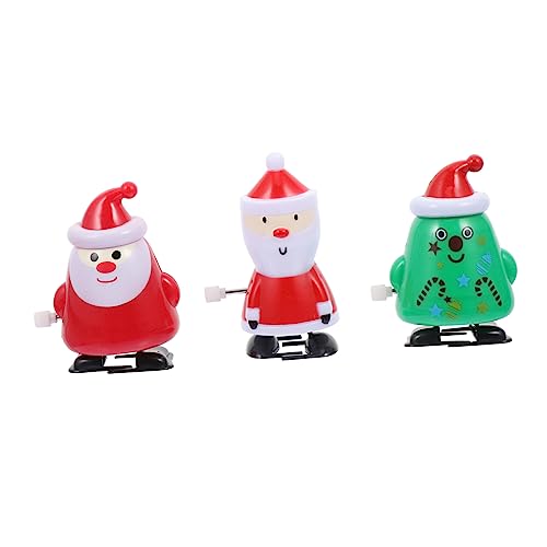 TOYANDONA 3 Stück Teiliges Aufziehspielzeug Weihnachtsmann Tannenbaum Weihnachtsdeko Party Favor für Kleinkinder Laufspielzeug Lernspielzeug von TOYANDONA