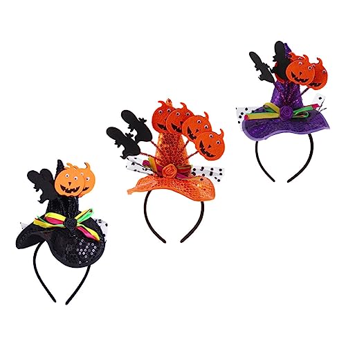 TOYANDONA 3 Stück Teiliges Halloween Haarreif mit Kürbis Hexenhut für Kostümparty Cosplay Festlichkeiten Bequem und Leicht Foto Requisite von TOYANDONA