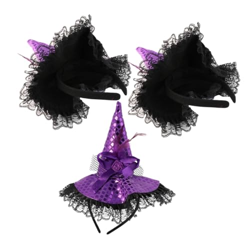TOYANDONA 3 Stück Teiliges Hexenhut Haarreif mit Glitzerspitze und Spitzenbesatz Leichtes Halloween Hexen Kostüm Accessoire für Party Cosplay und Festliche Anlässe Geeignet für Frauen und TOYANDONA 3 Stück Teiliges Hexenhut Haarreif mit Glitzerspitze und Spitzenbesatz Leichtes Halloween Hexen Kostüm Accessoire für Party Cosplay und Festliche Anlässe Geeignet für Frauen und von TOYANDONA
