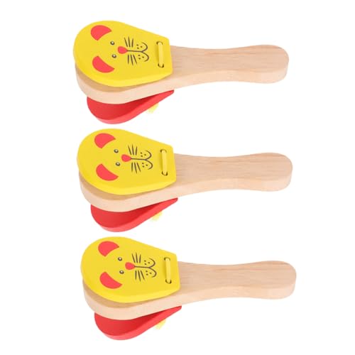 TOYANDONA 3 Stück Teiliges Holz-rasselset mit Tiermotiven Instrumente für Kleinkinder Ungiftige Holz-Castanets für Frühe Musikalische und Spielerisches Lernen von TOYANDONA
