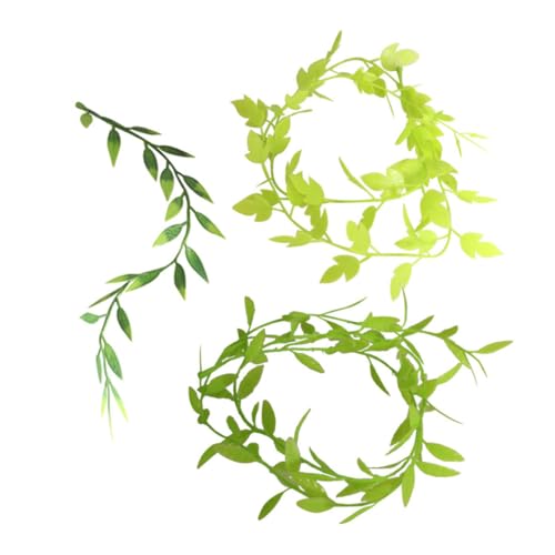TOYANDONA 3 Stück Teiliges Künstlicher Blumenranken für Puppenhausgarten Realistische Miniaturpflanzen Dekorative Vines aus Kunstgrün für Puppenhaus Zubehör Lange Spitzenblatt und von TOYANDONA