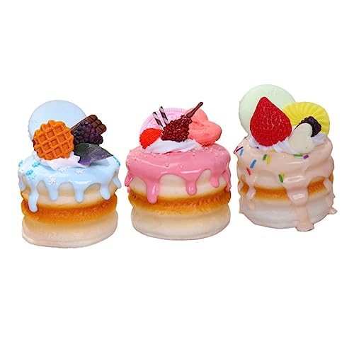 TOYANDONA 3 Stück Teiliges Künstlicher Zweilagiger Kuchenmodelle Realistische Dekoration für Fotografie Lehrmaterial und Heimdekoration Gemischten Farben von TOYANDONA