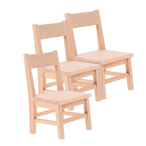 TOYANDONA 3 Stück Teiliges Mini Holzstuhl Realistische Miniatur Holzstühle für Puppenhaus Platzsparende Möbelmodelle für DIY Puppenmöbel Kreative Einrichtungsideen für Puppenhausdekoration von TOYANDONA