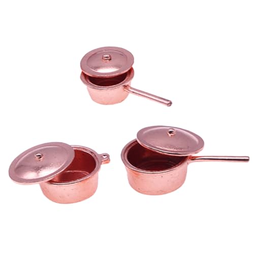 TOYANDONA 3 Stück Teiliges Mini Kochgeschirr Set für Leichte Miniatur Töpfe und Pfannen aus Robustem Material Dekorative Puppenhaus Küchenaccessoires für Kreatives Rollenspiel und Deko von TOYANDONA