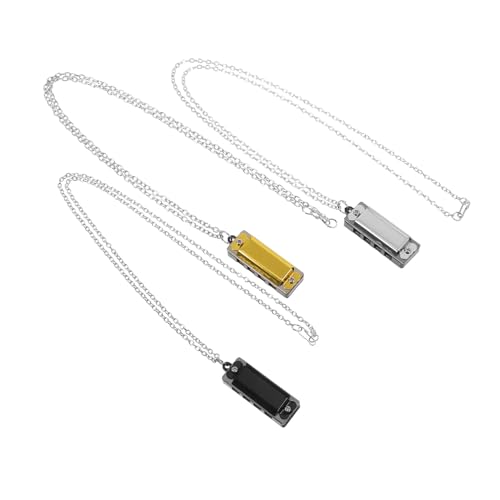 TOYANDONA 3 Stück Teiliges Mini Mundharmonika Halsketten Musikinstrument für Leichtes Tragbares Lernspielzeug für Anfänger Mädchen Jungen Party Geschenk von TOYANDONA