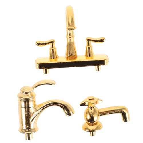 TOYANDONA 3stücke Miniatur-Wasserhahn-spielzeugornament Puppenhaus-badezimmerhahn Gefälschter Wasserhahndekor Miniatur-Wasserhahn Für Fotorequisiten Simulations-wasserhahnschmuck Für von TOYANDONA