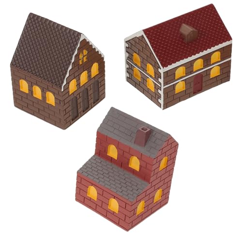 TOYANDONA 3 Stück Teiliges Miniatur Dorfhäuser aus Langlebigem Resin Mini Gartenhaus Figuren mit Vintage-Charme Miniatur Häuser für Mikrolandschaft Puppenhaus Dekoration und Mikro von TOYANDONA