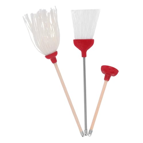 TOYANDONA 3 Stück Teiliges Miniatur Reinigungsset Realistische Mop Besen und Toilettenpümpel für Puppenhaus Dekoration und Rollenspiele Zubehörteile für Puppenhausmöbel von TOYANDONA