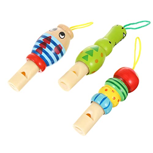 TOYANDONA 3 Stück Teiliges Set Holz Tierpfeifen Musikalisches Kinderpfeifenspielzeug Lernspielzeug Pädagogisch Sicher Langlebig Geschenkidee für Kleinkinder von TOYANDONA
