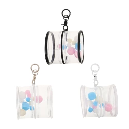 TOYANDONA 3 Stück Transparente PVC Spielzeugtaschen mit Schlüsselanhänger Hängende Aufbewahrungstasche für Actionfiguren und Puppen Kratzfeste Staubdichte Schutzhülle in und Transparent von TOYANDONA