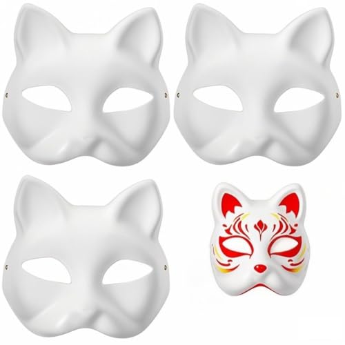 TOYANDONA 3 Stücke Katze Maske DIY Weiß Papier Maske Blanko Handbemalte Gesichtsmaske Für Halloween Maskerade Kostüm Cosplay Zubehör von TOYANDONA