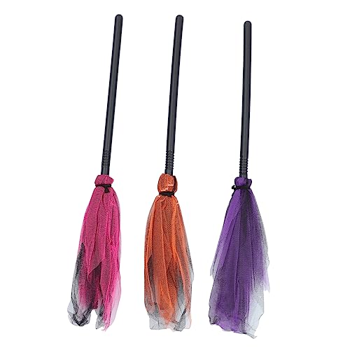 TOYANDONA 3 Stücke Teiliges Hexenbesen Halloween Cosplay Besen mit Abnehmbarem Griff Mesh Design Langlebig für Kostüm Party Dekoration Hexenkostüm Zubehör von TOYANDONA