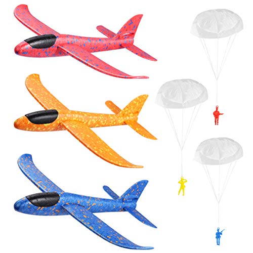TOYANDONA 3-Teilige Schaumstoffflugzeuge Für Kinder: Schaumstoff-Segelflugzeugspielzeug Mit 3 Fallschirmen Flugzeug-Flugspielzeug Handwurfflugzeuge Für 3–12 Kinder Jungen Und TOYANDONA 3-Teilige Schaumstoffflugzeuge Für Kinder: Schaumstoff-Segelflugzeugspielzeug Mit 3 Fallschirmen Flugzeug-Flugspielzeug Handwurfflugzeuge Für 3–12 Kinder Jungen Und von TOYANDONA