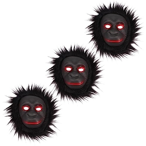 TOYANDONA 3 Teilige Tiermaske Für Halloween Kostüme LED Maske Hautpflege Schimpansen Maske Halloween Kaninchen Halloween LED Gorillakopf Menschliches Kinderkostüm Halloween von TOYANDONA