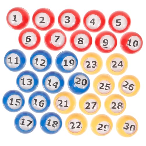 TOYANDONA 30 Stück Bingo Ersatzbälle Bingo Spiel Tombola Ziehungsbälle Aktivitäts Partybälle Bar Spiel Requisiten Spielbälle Requisiten Nummerierte Bälle Party Tombola von TOYANDONA