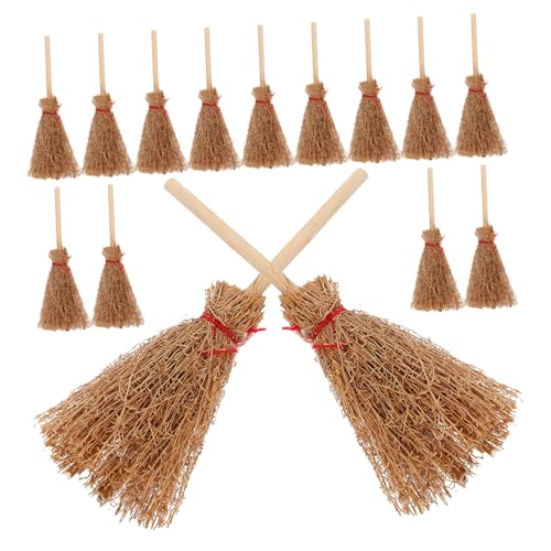 TOYANDONA 30 Stück Mini Besen Miniaturbesen Mini Möbel Ornamente Miniatur Hexenbesen Hexenbesen Miniatur Kunstbesen Zubehör Hellbraun Holz von TOYANDONA