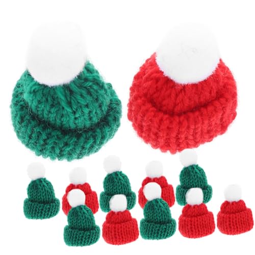 TOYANDONA 30 Stück Teiliges Mini Strick Weihnachtshüte Handgestrickte Mini Mützen Rot und Grün Vielseitige DIY Dekoration für Puppen Flaschen Milchtee und Weinflaschen Kreative von TOYANDONA