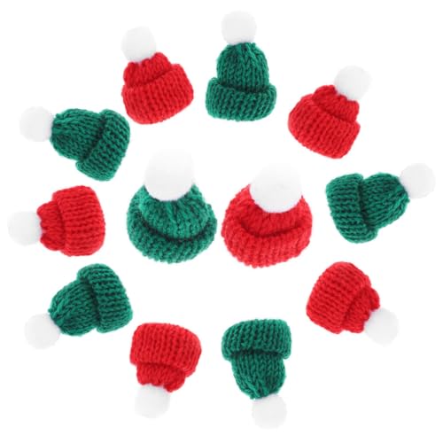 TOYANDONA 30 Stück Teiliges Mini Strick Weihnachtsmützen Rote und Grüne Mini Beanies Handgestrickte Flaschen und Puppenaccessoires für DIY Dekoration von Milchtee und Weinflaschen von TOYANDONA